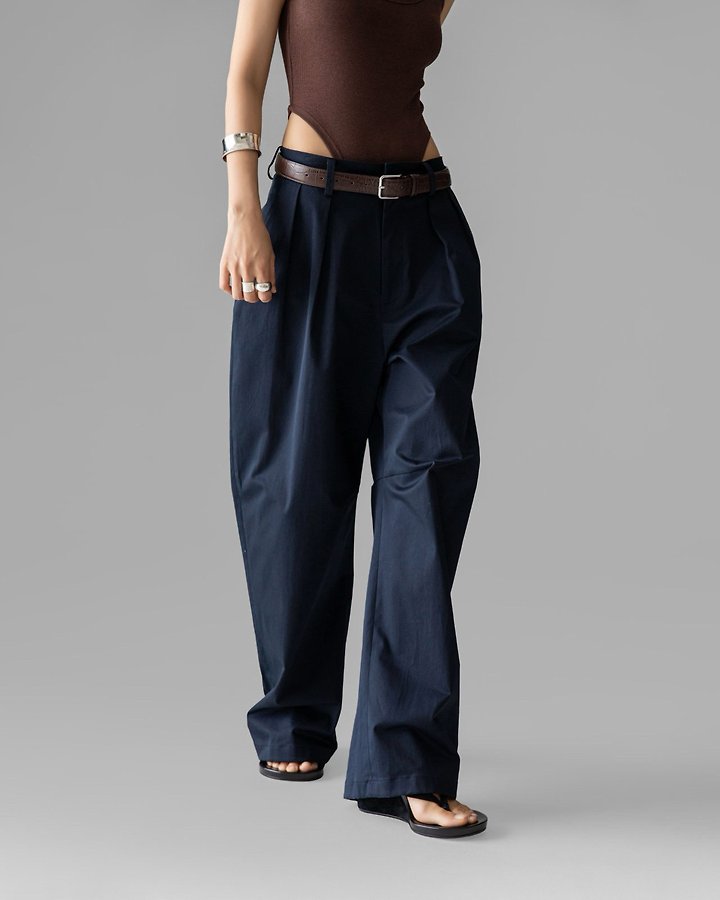 Paper Moon - Korean Women Fashion - #womensfashion - Curved Volume Wide Chino Pants - 6