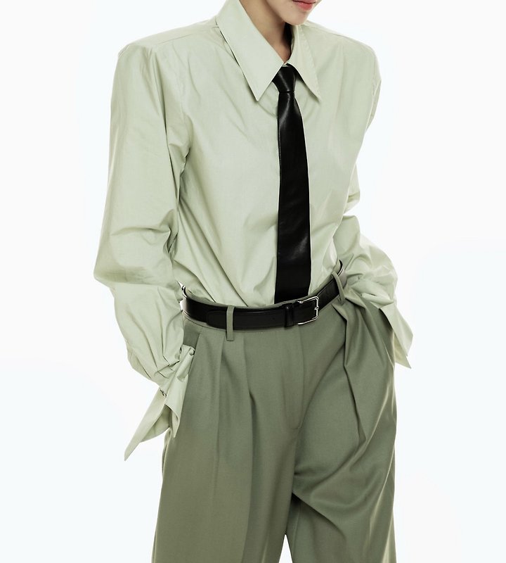 Paper Moon - Korean Women Fashion - #womensfashion - Wing Cuff Detail Button-Down Shirt - 3