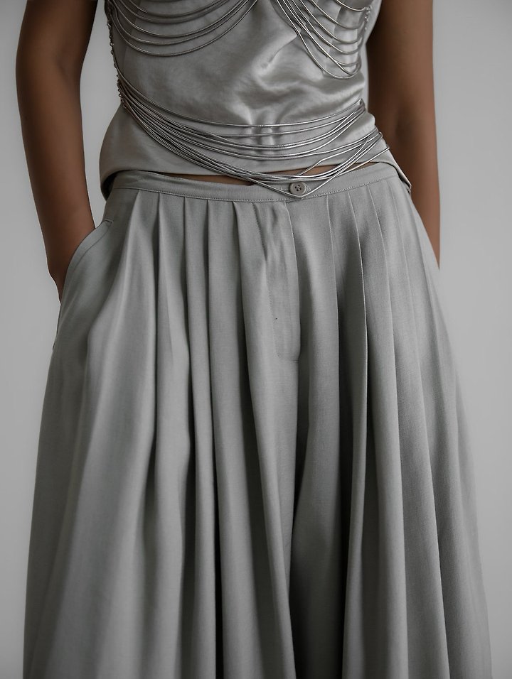 Paper Moon - Korean Women Fashion - #womensfashion - Bamboo Pleated Pintuck Wide Trousers - 2