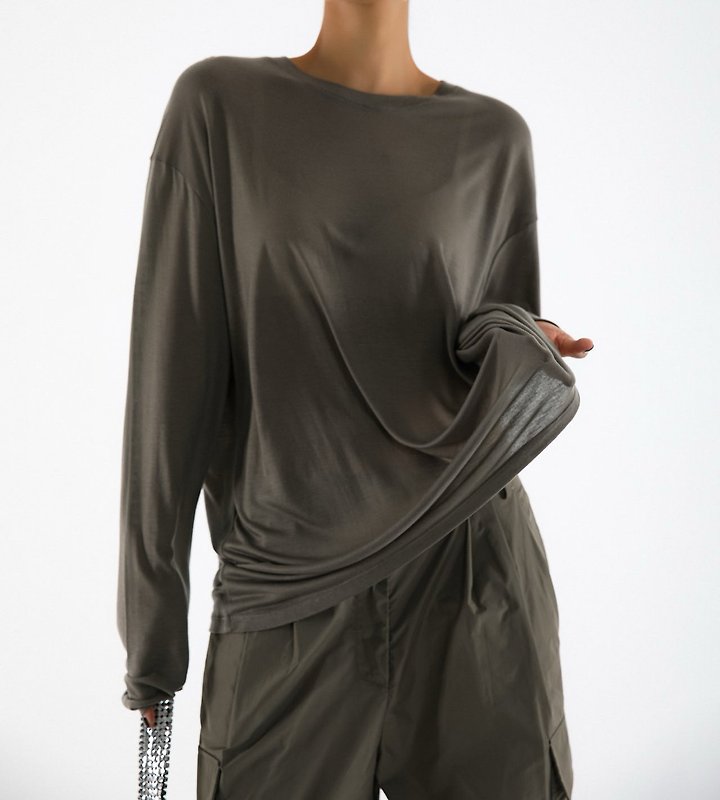 Paper Moon - Korean Women Fashion - #womensfashion - Classic Oversized Soft Modal Long-Sleeve Tee