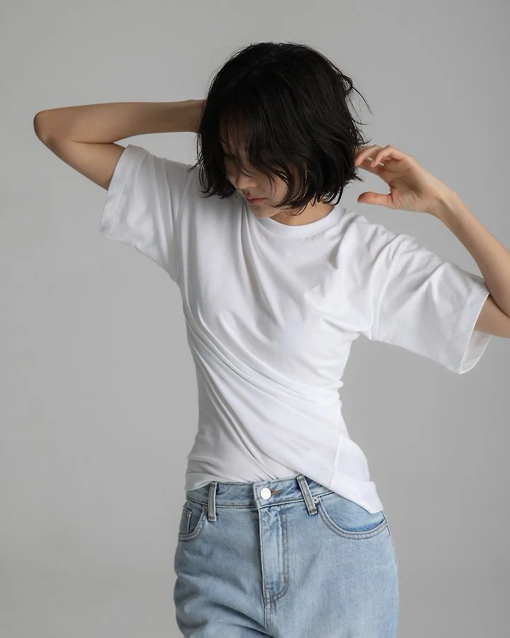 Paper Moon - Korean Women Fashion - #womensfashion - Twisted Drape Side-Line Detail Tee - 2