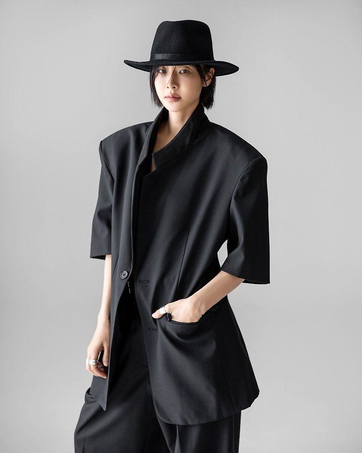 Paper Moon - Korean Women Fashion - #womensfashion - Half-Sleeve Summer Wool Blazer - 6
