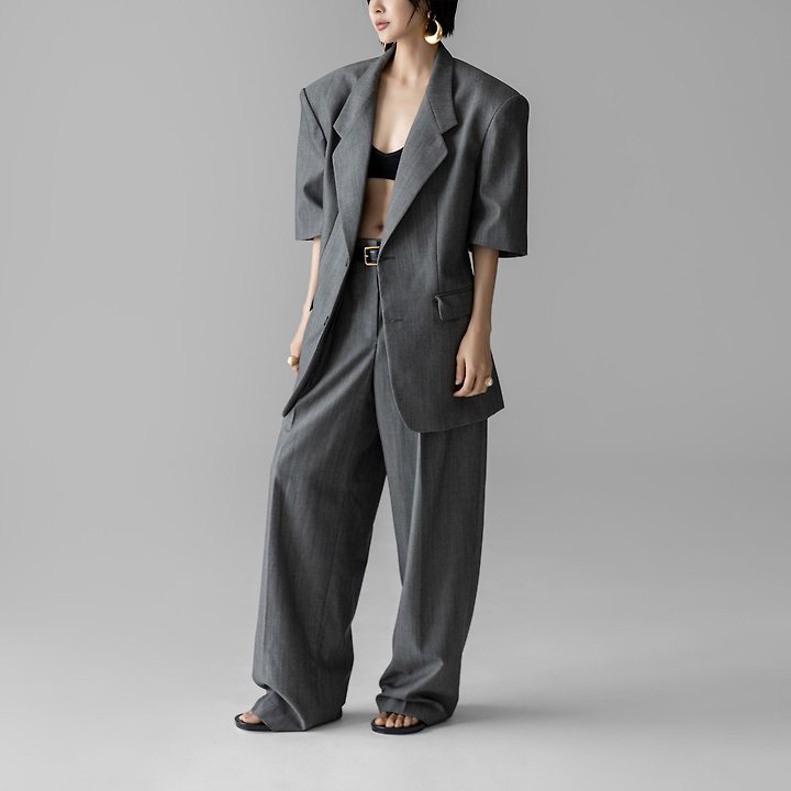 Paper Moon - Korean Women Fashion - #womensfashion - Half-Sleeve Summer Wool Blazer - 2