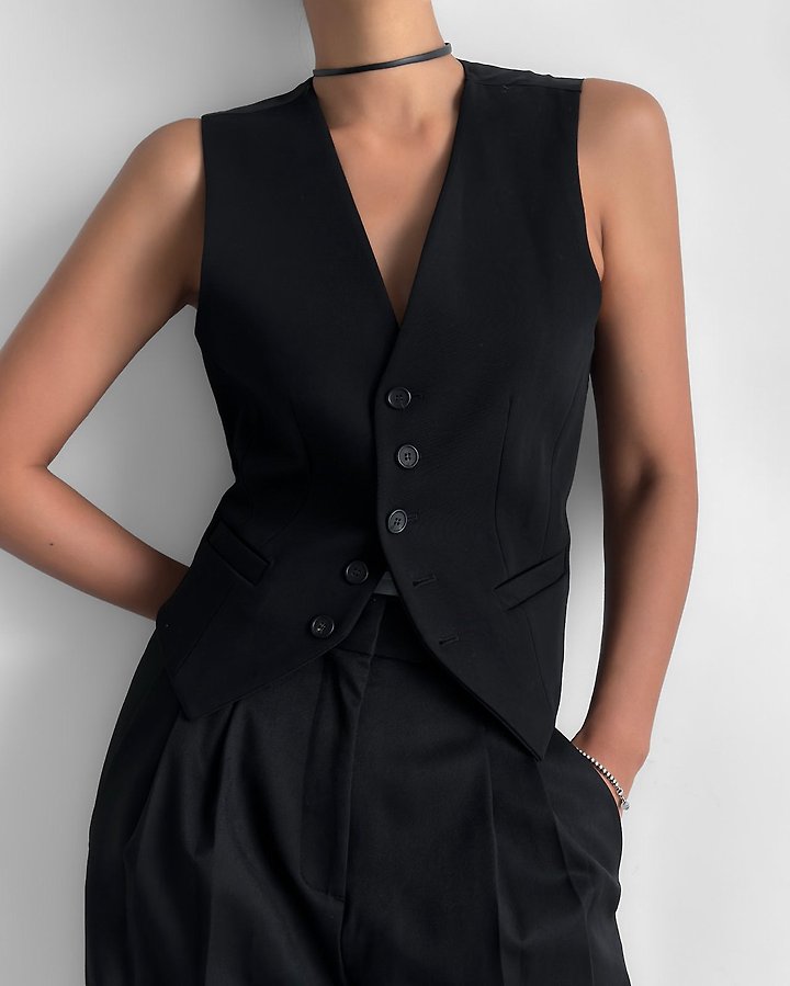 Paper Moon - Korean Women Fashion - #womensfashion - Five-Button Tailored Suit Vest - 2