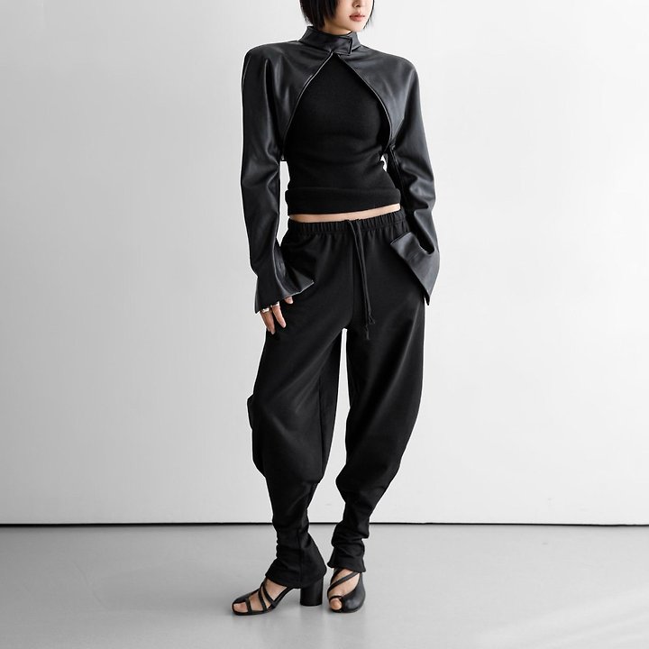 Paper Moon - Korean Women Fashion - #womensfashion - Curved Balloon-Leg Jersey Pants - 5