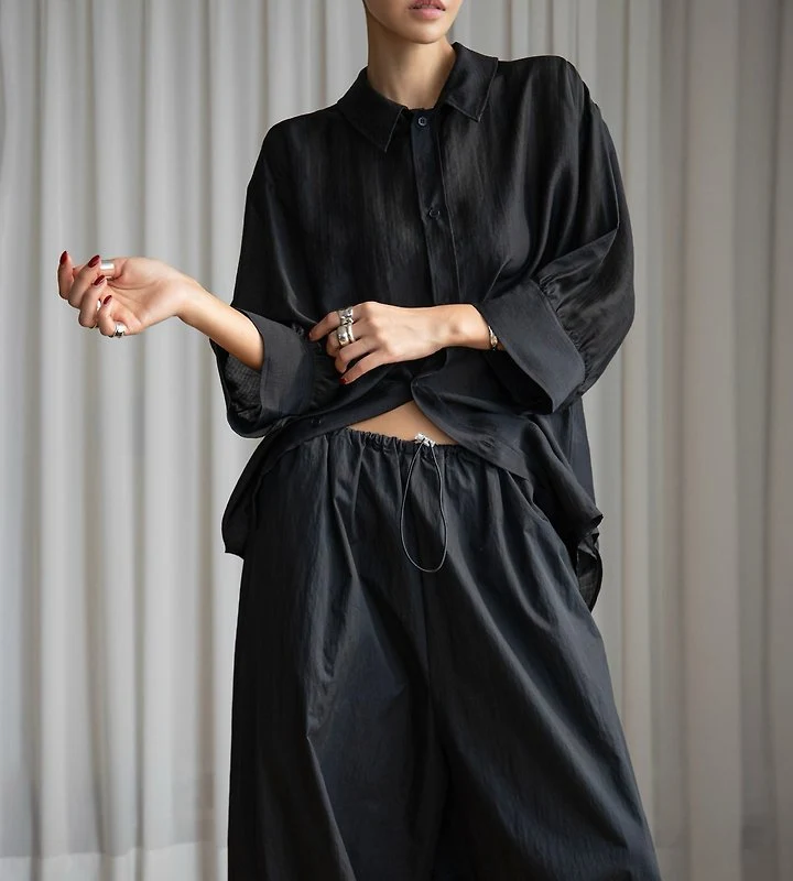 Paper Moon - Korean Women Fashion - #womensfashion - Soft Sheer Stripe Half-Sleeve Shirt - 6