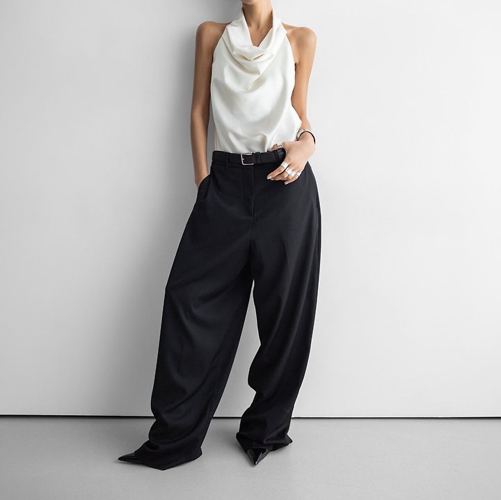 Paper Moon - Korean Women Fashion - #momslook - Classic Satin Halter Neck Blouse - 4