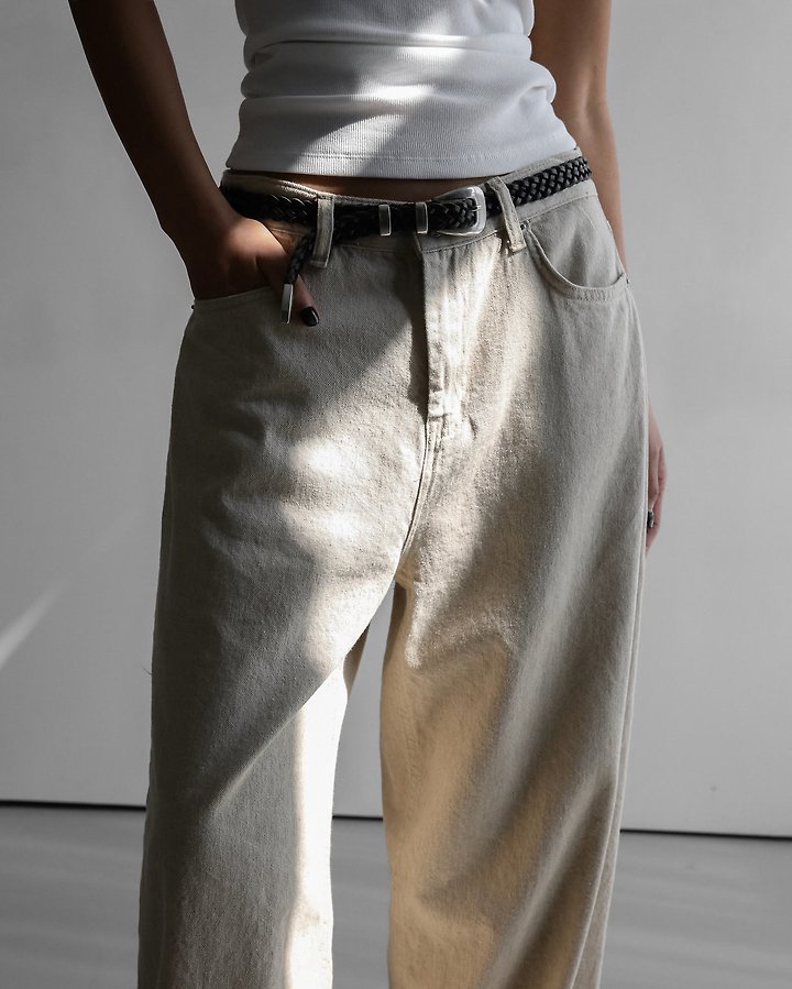 Paper Moon - Korean Women Fashion - #womensfashion - Natural Linen Denim Wide-Leg Pants - 6
