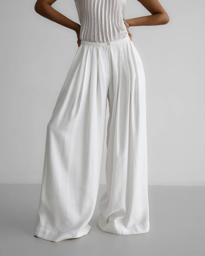 Paper Moon - Korean Women Fashion - #womensfashion - Bamboo Pleated Pintuck Wide-Leg Trousers