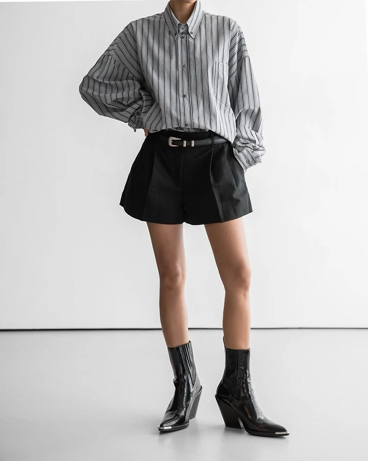 Paper Moon - Korean Women Fashion - #womensfashion - Oversized Striped Pocket Button-Down Shirt - 6