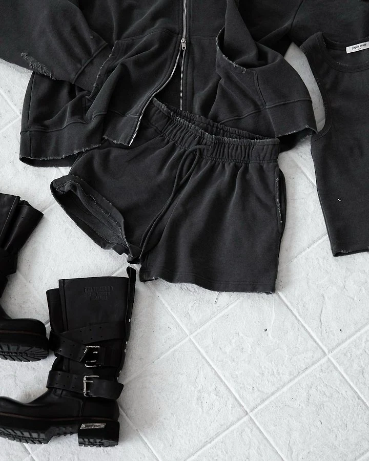 Paper Moon - Korean Women Fashion - #womensfashion - Pigment-Dyed Cotton Cut-Off Sweat Shorts