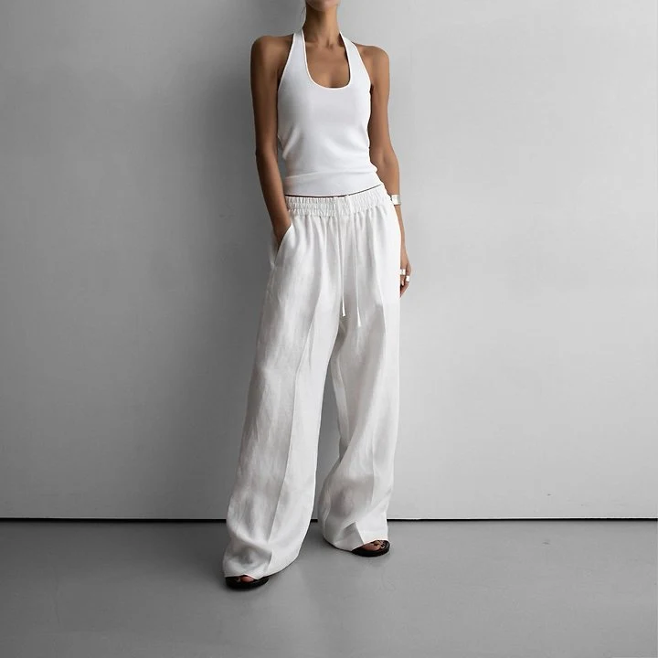 Paper Moon - Korean Women Fashion - #momslook - Linen Drawstring Trousers - 4