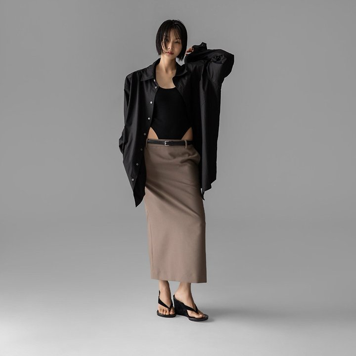 Paper Moon - Korean Women Fashion - #womensfashion - Maxi Oversized Padded-Shoulder Cotton Button-Down Shirt - 2