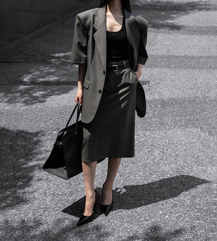 Paper Moon - Korean Women Fashion - #womensfashion - Half-Sleeve Summer Wool Blazer - 2