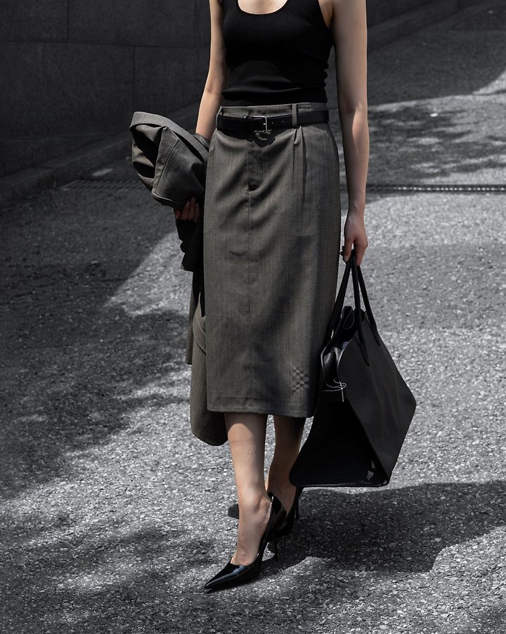 Paper Moon - Korean Women Fashion - #womensfashion - Summer Wool Pintuck Pencil Skirt