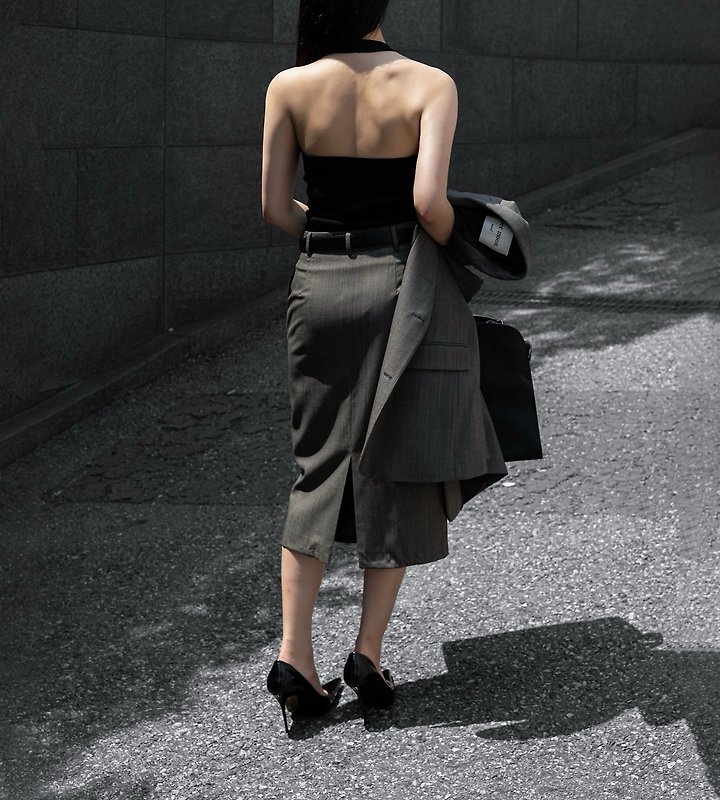 Paper Moon - Korean Women Fashion - #womensfashion - Summer Wool Pintuck Pencil Skirt - 3