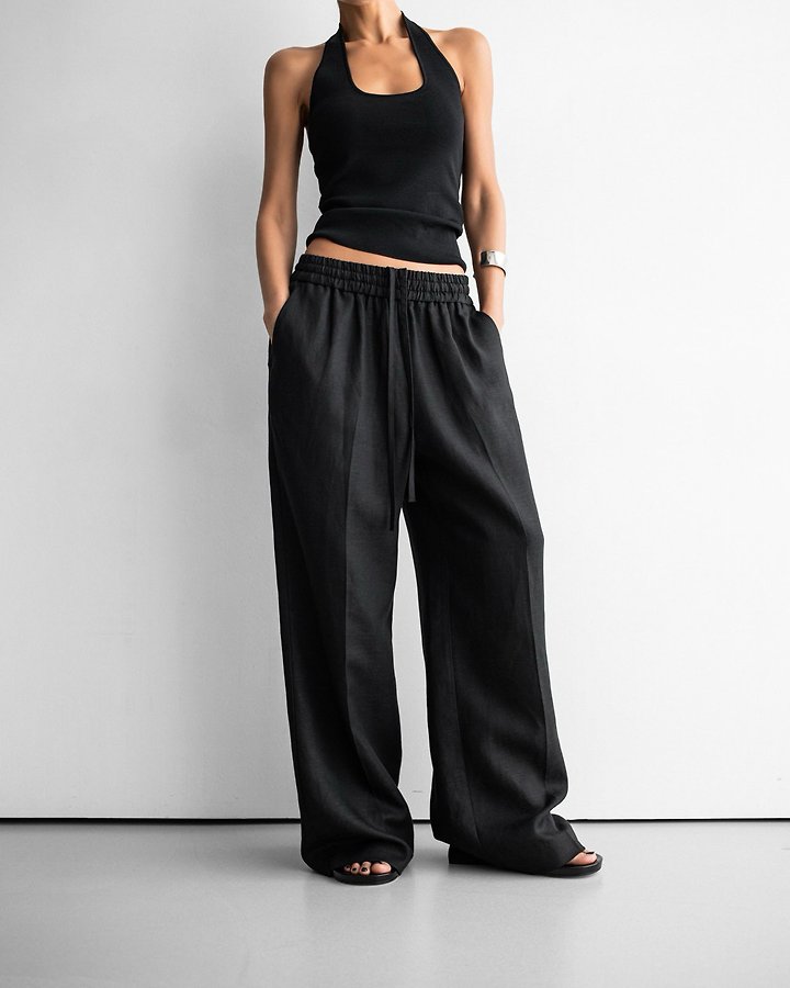 Paper Moon - Korean Women Fashion - #womensfashion - Linen Drawstring Trousers - 5