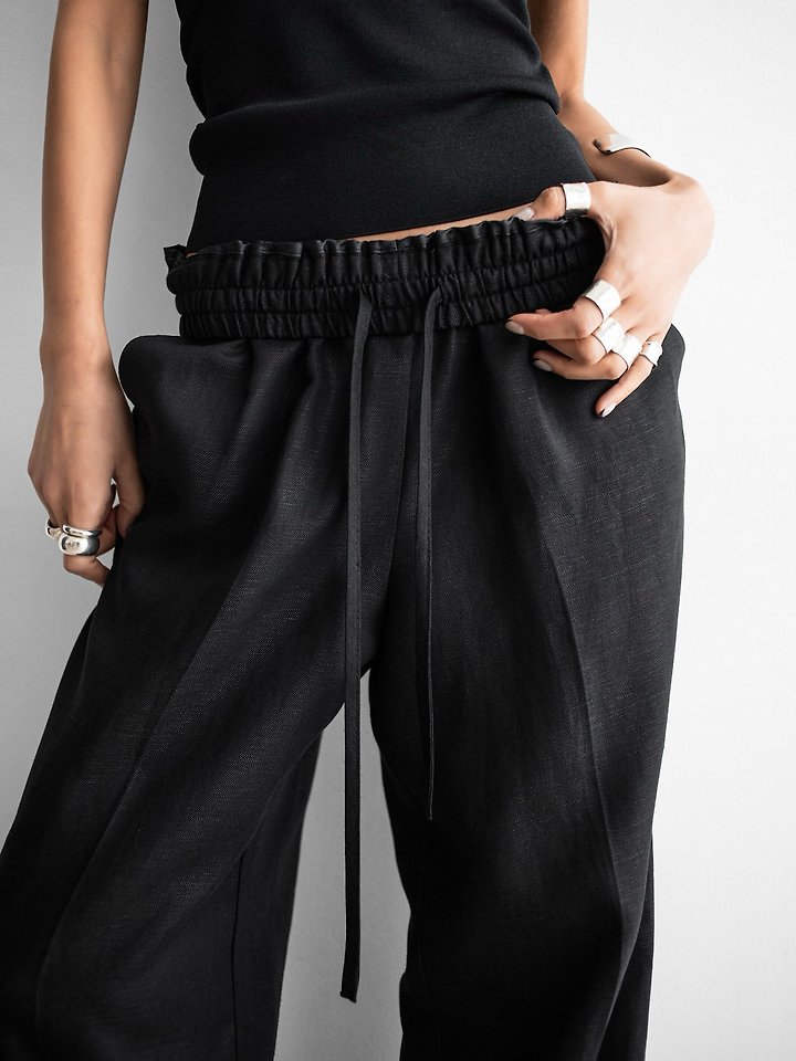 Paper Moon - Korean Women Fashion - #womensfashion - Linen Drawstring Trousers - 7