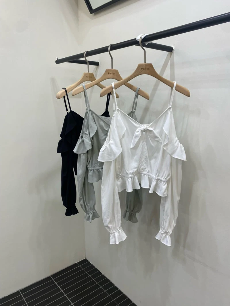 Person - Korean Women Fashion - #momslook - Off-Shoulder Frill Blouse