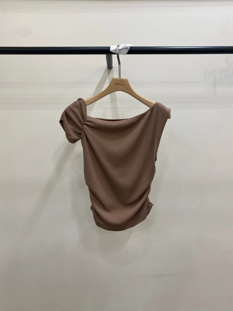 Person - Korean Women Fashion - #momslook - Diagonal Off-Shoulder Tee - 10