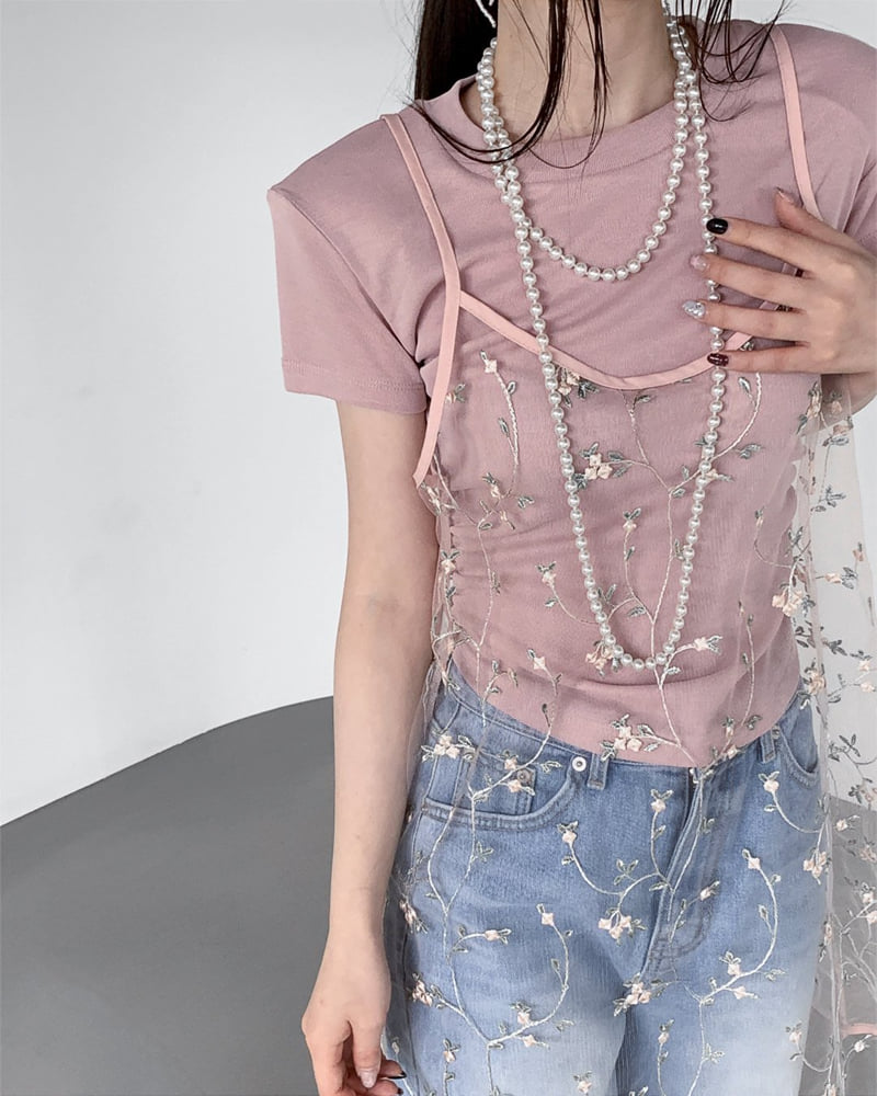 Person - Korean Women Fashion - #momslook - Shirring Padded Short-Sleeve Tee - 5