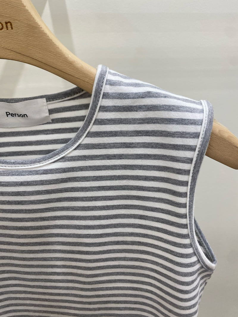 Person - Korean Women Fashion - #momslook - Striped Crop Sleeveless Top - 2
