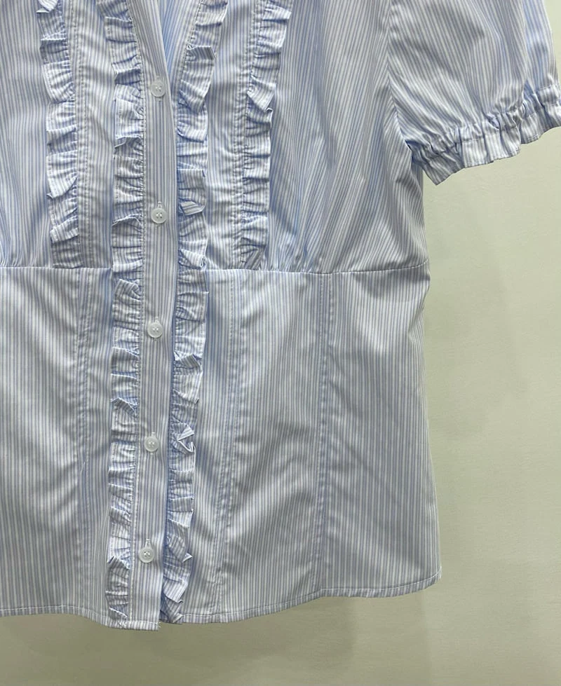 Person - Korean Women Fashion - #momslook - V-Neck Frill Blouse - 2