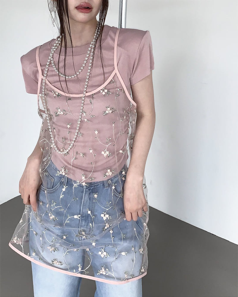 Person - Korean Women Fashion - #momslook - Floral Embroidered One-piece - 5