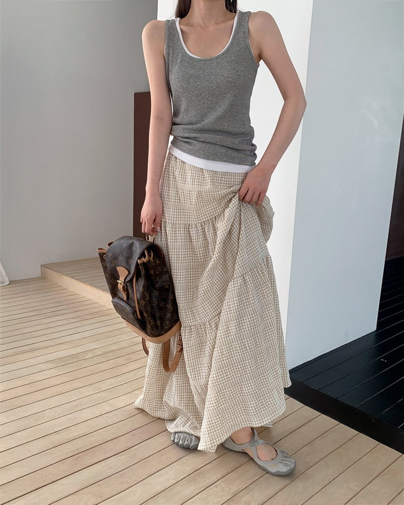 Person - Korean Women Fashion - #momslook - Hawaii Gingham Skirt - 6