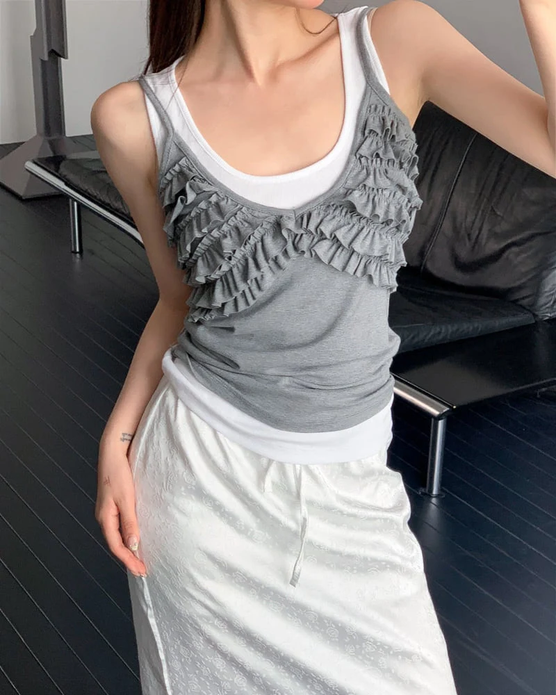 Person - Korean Women Fashion - #pursuepretty - Return Contrast Trim Sleeveless Top - 12