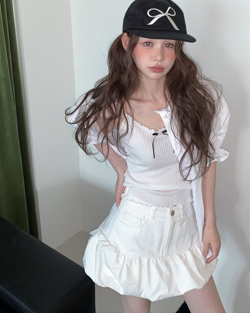 Person - Korean Women Fashion - #romanticstyle - Isabel Eyelet Sleeveless Top - 7