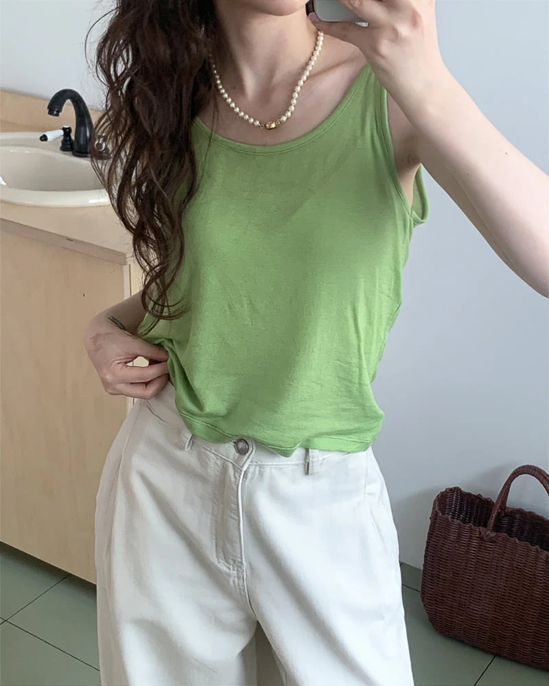 Person - Korean Women Fashion - #shopsmall - Color Sleeveless Top - 6