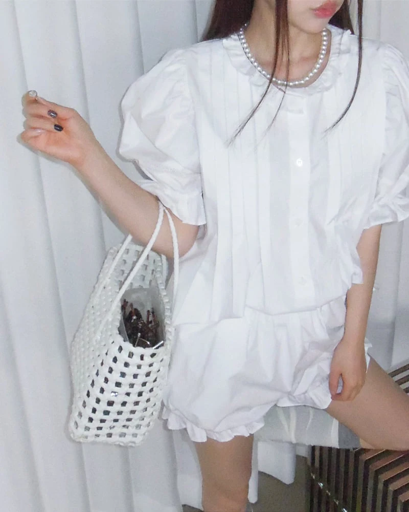 Person - Korean Women Fashion - #shopsmall - Frill Puff Balloon Blouse - 9