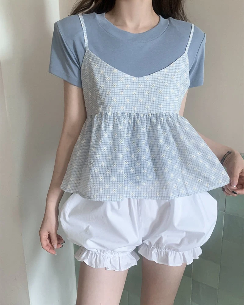 Person - Korean Women Fashion - #thelittlethings - Check Floral Blouse - 3
