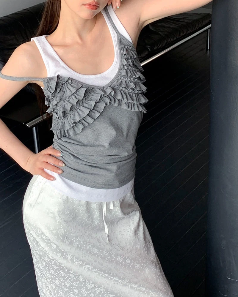 Person - Korean Women Fashion - #vintageinspired - CC Frill Sleeveless Top - 9