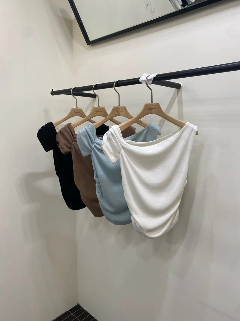 Person - Korean Women Fashion - #vintagekidsstyle - Diagonal Off-Shoulder Tee