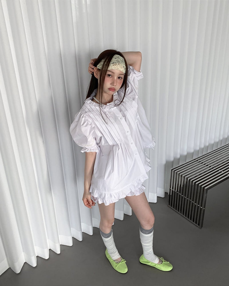 Person - Korean Women Fashion - #vintagekidsstyle - Frill Puff Balloon Blouse - 5