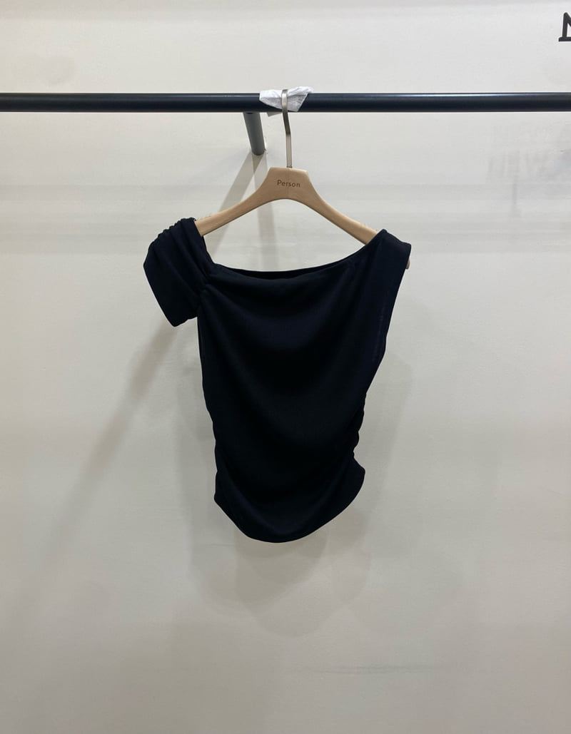 Person - Korean Women Fashion - #womensfashion - Diagonal Off-Shoulder Tee - 11