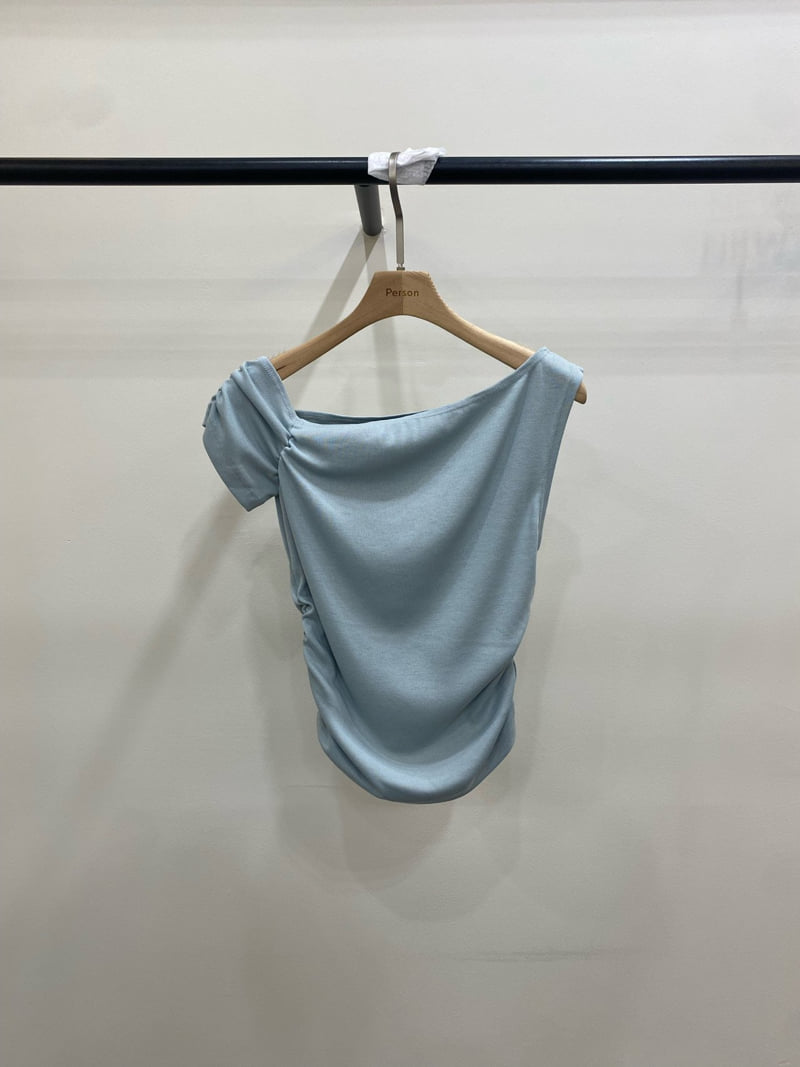 Person - Korean Women Fashion - #womensfashion - Diagonal Off-Shoulder Tee - 9