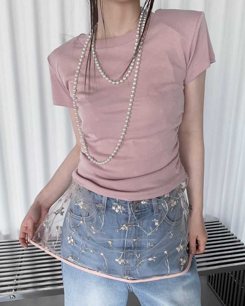 Person - Korean Women Fashion - #womensfashion - Shirring Padded Short-Sleeve Tee - 8