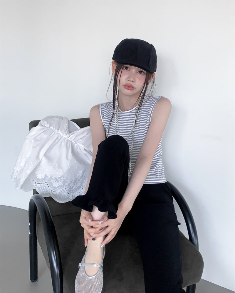 Person - Korean Women Fashion - #womensfashion - Striped Crop Sleeveless Top - 5