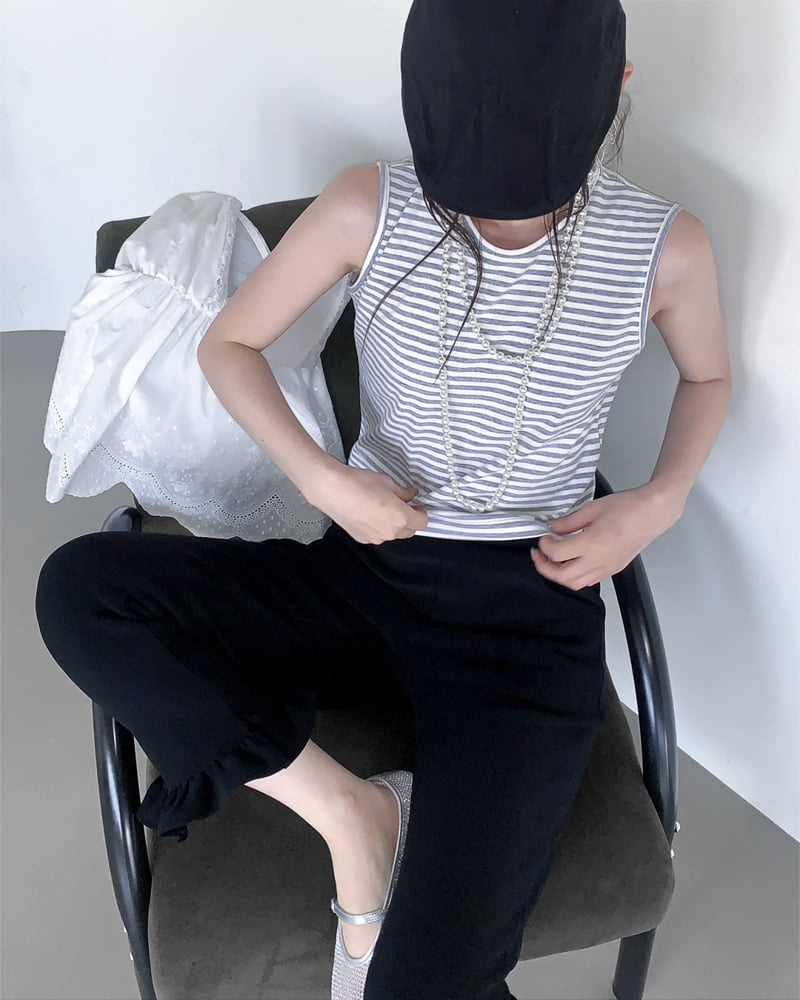 Person - Korean Women Fashion - #womensfashion - Striped Crop Sleeveless Top - 9