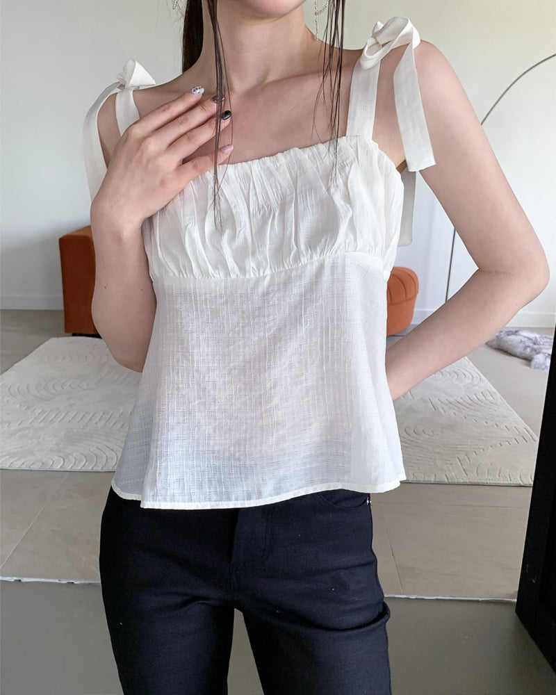 Person - Korean Women Fashion - #womensfashion - Shirring Volume Sleeveless Blouse - 3