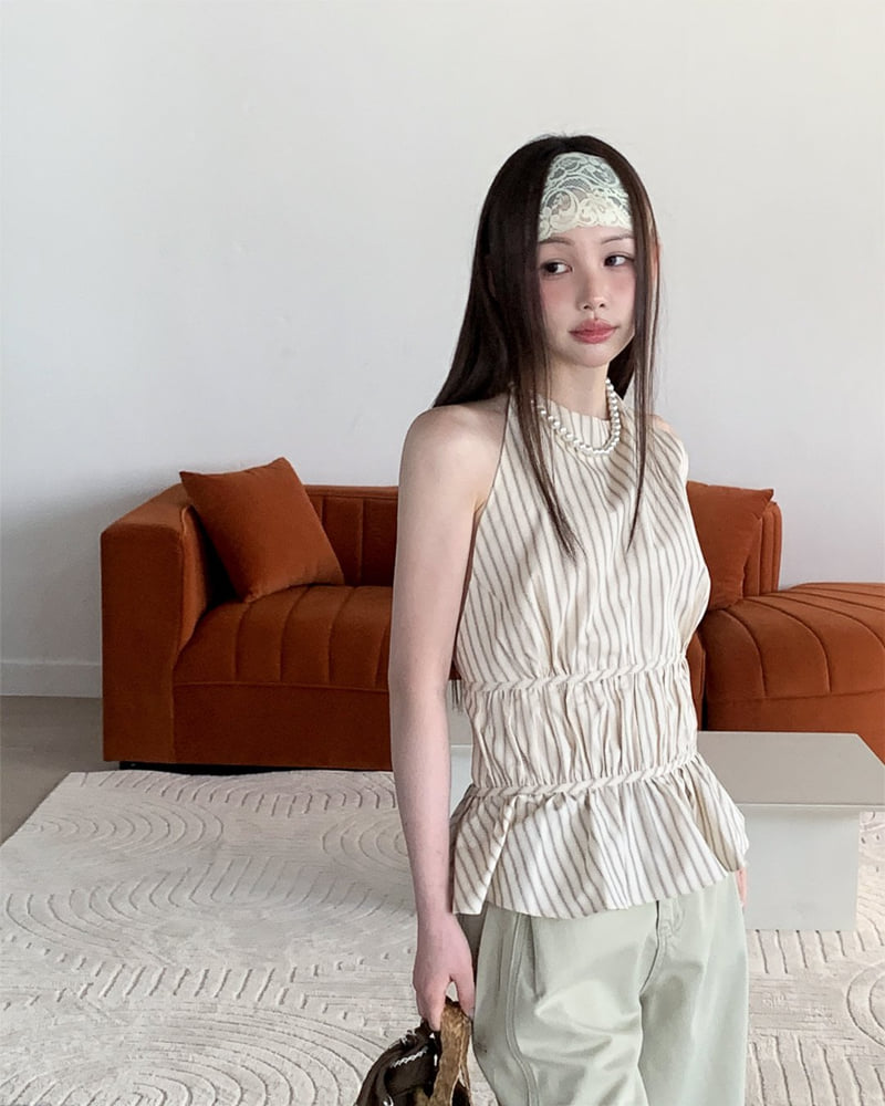Person - Korean Women Fashion - #womensfashion - Macaron Halter Blouse - 8