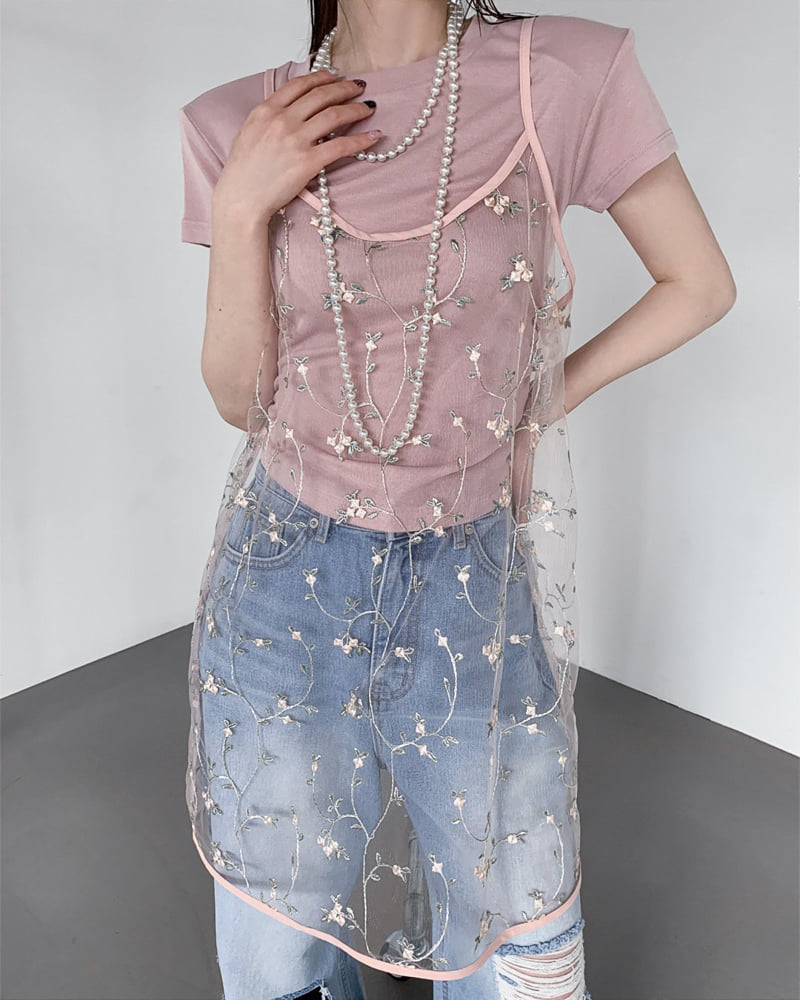 Person - Korean Women Fashion - #womensfashion - Floral Embroidered One-piece - 6
