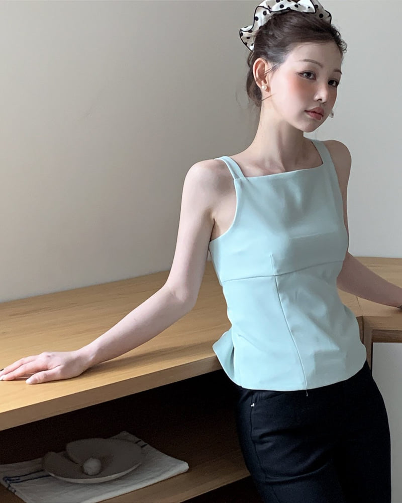 Person - Korean Women Fashion - #momslook - Back Ribbon Sleeveless Blouse - 4
