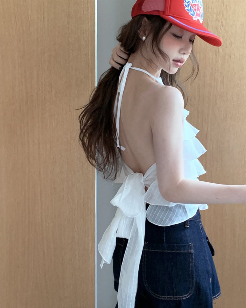 Person - Korean Women Fashion - #womensfashion - Jazz Halter Top Blouse - 3