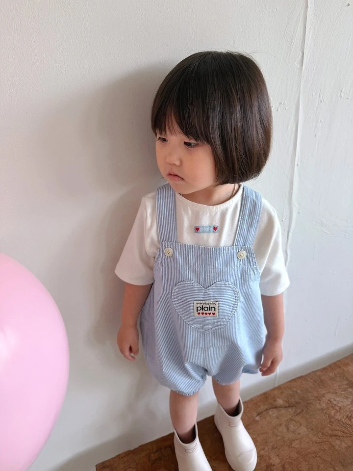 Plain - Korean Children Fashion - #Kfashion4kids - Heart Overalls - 2