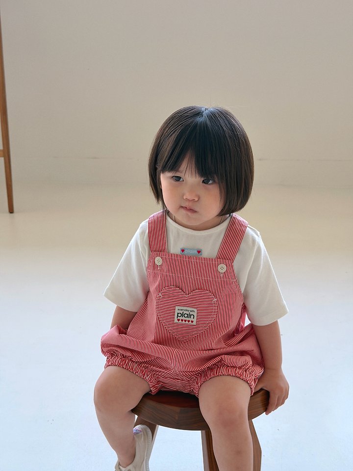 Plain - Korean Children Fashion - #childrensboutique - Heart Overalls - 11