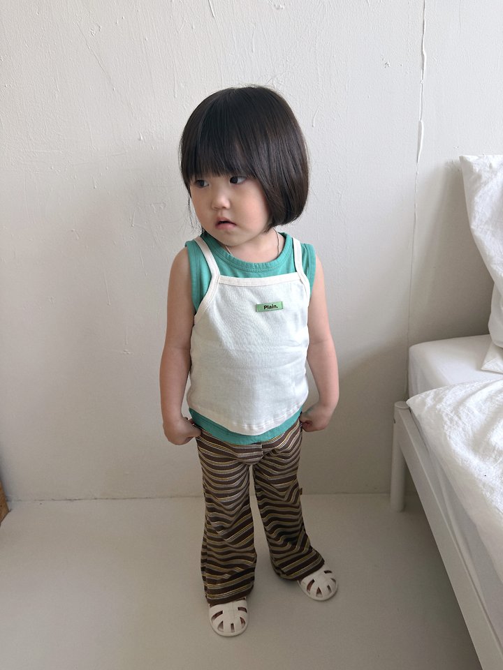 Plain - Korean Children Fashion - #discoveringself - Vacation Sleeveless Layered Set - 3
